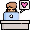 business and finance,computer,man,professions and jobs,laptop,user,speech bubble,heart,workplace,job,occupation,working,profession,motivation,hard work